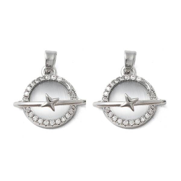 Brass Micro Pave Cubic Zirconia with Glass Pendants