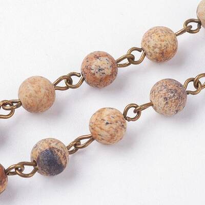 Natural Picture Jasper Handmade Beaded Chains