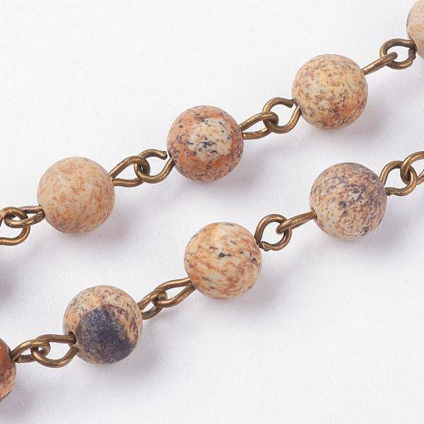 Natural Picture Jasper Handmade Beaded Chains