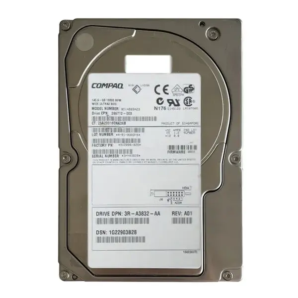 286712-003 HP 146GB Ultra-320 SCSI 10000 3.5-inch Hard Drive