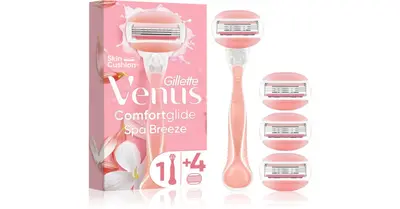 Gillette Venus Comfortglide Spa Breeze Women's Razor + 4 Piece Replacement Blades