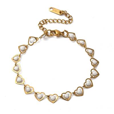 304 Stainless Steel Heart Link Bracelets for Women