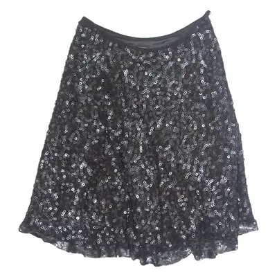 HOBBS LONDON Sequins Womens A-Line Skirt Black Knee Length UK 12
