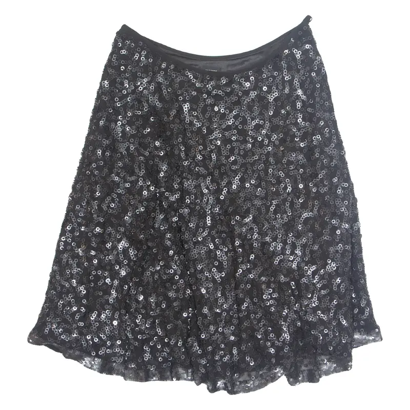 HOBBS LONDON Sequins Womens A-Line Skirt Black Knee Length UK 12