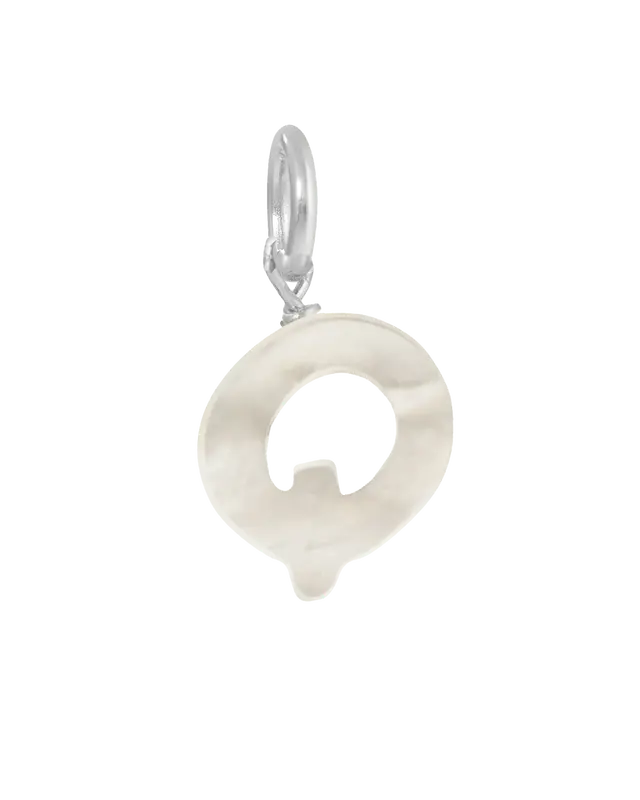 MOP Letter Charm | Metal Color: Silver | Letter: Q