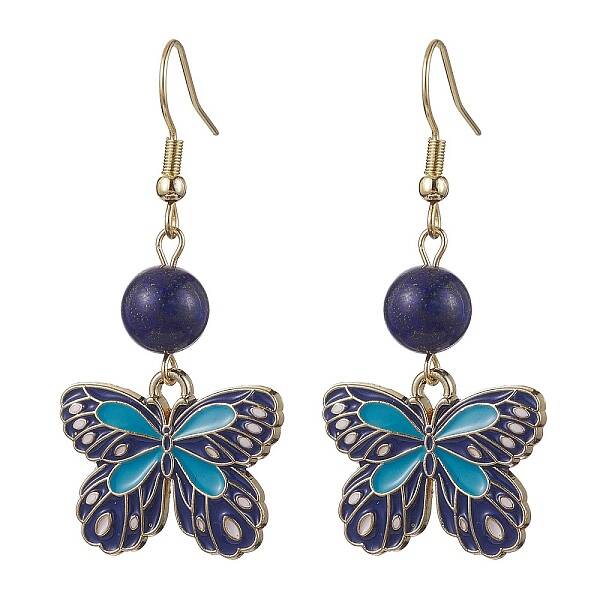 Alloy Enamel Butterfly Dangle Earrings