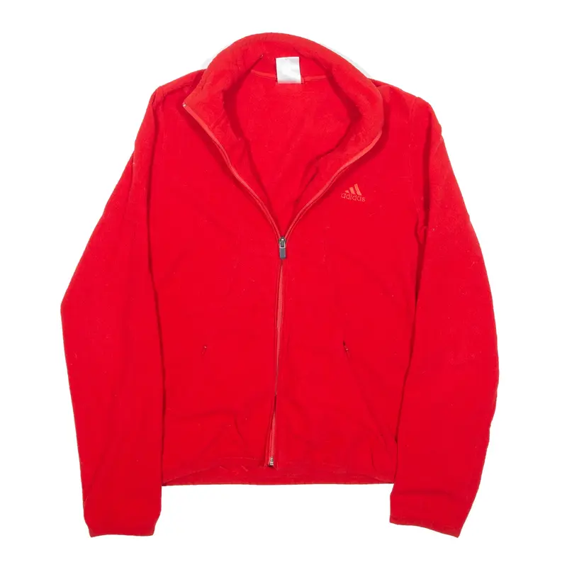 ADIDAS Fleece Jacket Red Womens UK 14