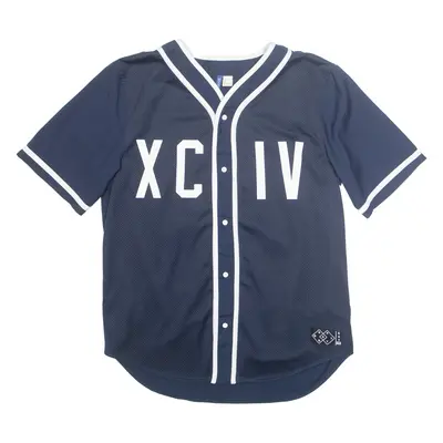 DIVIDED Xciv Mens Jersey Blue USA Button Neck L