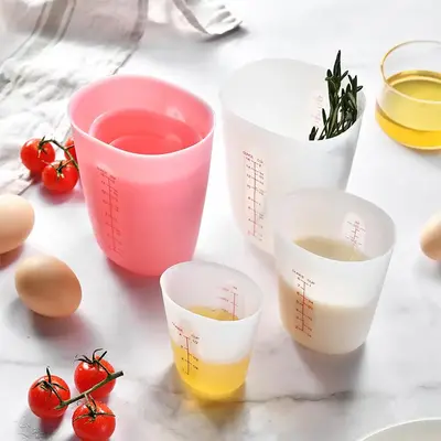 Silicone Measuring Cup, 1 Count/3 Counts Clear Heat Resistant Soft Measuring Cup, Baking Tool for Home Kitchen, Kitchen Cooki...