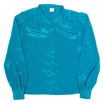 Womens Blouse Blue High Neck Long Sleeve L