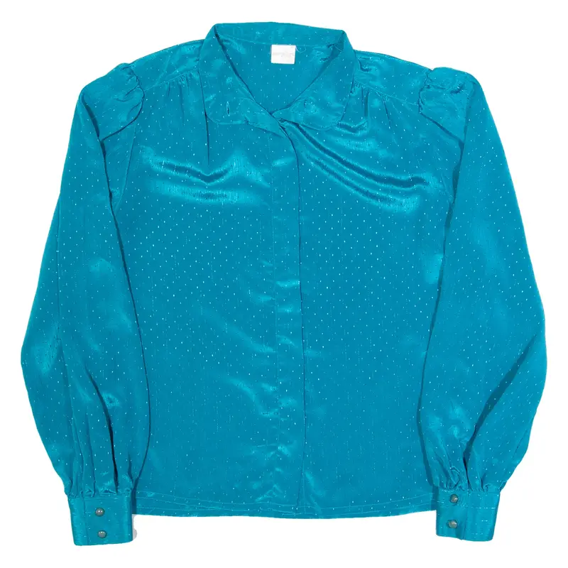 Womens Blouse Blue High Neck Long Sleeve L