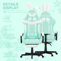 [Soontrans] Macaron Color Girls Gaming Chair Cute Bedroom Furniture with Footrest Adjustable Swivel Armrest Task Chair Breath...