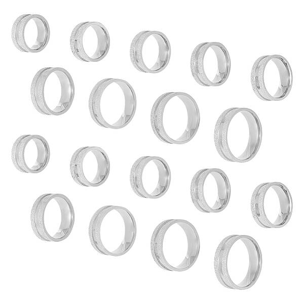 18Pcs 9 Size 201 Stainless Steel Grooved Finger Ring for Men Women