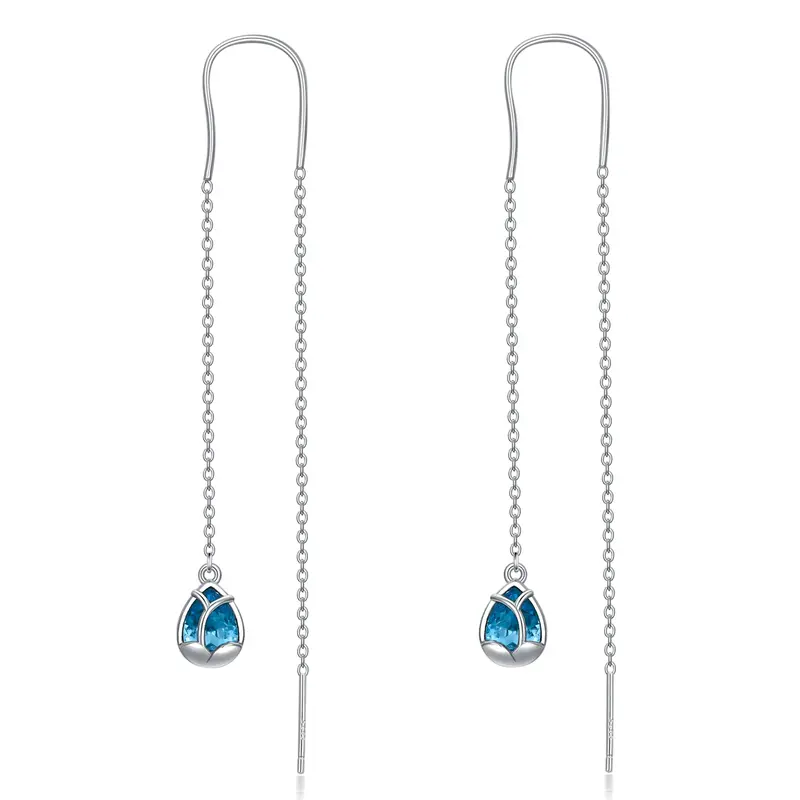 Sterling Silver Drop Crystal Earrings For Women