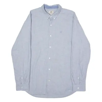 TIMBERLAND Slim Fit Mens Plain Shirt Grey Long Sleeve 2XL