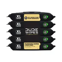 DUDE Wipes - Flushable Wipes - 5 Pack, 240 Wipes - Shea BUTTer Smooth Extra-Large Adult- Vitamin-E & Aloe - Septic and Sewer ...