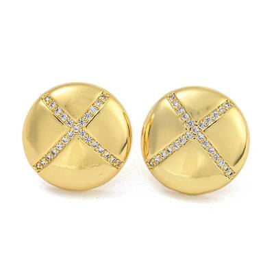 Rack Plating Brass Micro Pave Clear Cubic Zirconia Stud Earrings