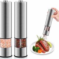 Electric Salt & Pepper Grinder Set (2-Pack) – Battery-Powered Mills with One-Handed Operation & Adjustable Coarseness