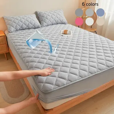 Waterproof Mattress Cover Set, 3 Counts/set Including 1 Fitted Sheet & 2 Pillowcase without Filler, Soft Comfortable Breathab...