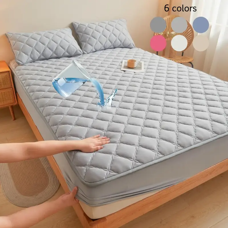 Waterproof Mattress Cover Set, 3 Counts/set Including 1 Fitted Sheet & 2 Pillowcase without Filler, Soft Comfortable Breathab...