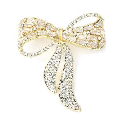 Bowknot Alloy Rhinestone Brooches for Backpack Clothes