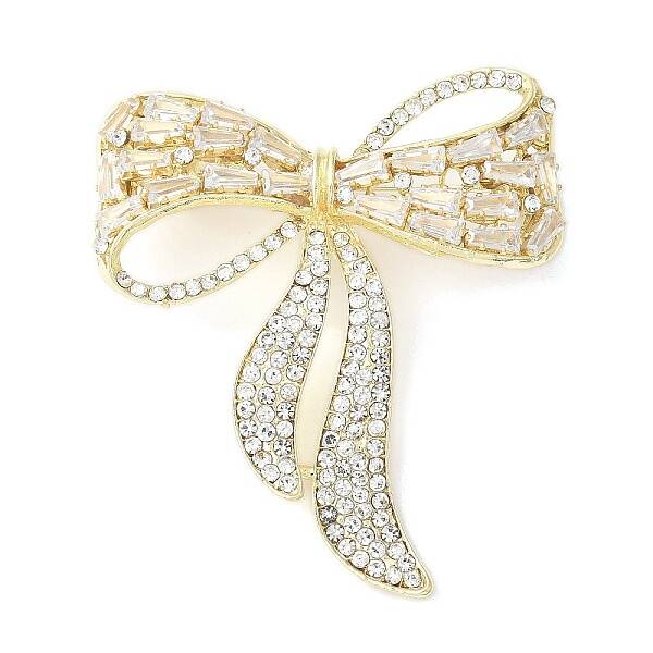 Bowknot Alloy Rhinestone Brooches for Backpack Clothes
