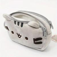 Cute Cartoon Cat Design Pencil Case, 1 Count Soft Plush Pencil Bag, Desk Organizer for Office & School, Stationery Storage Ba...