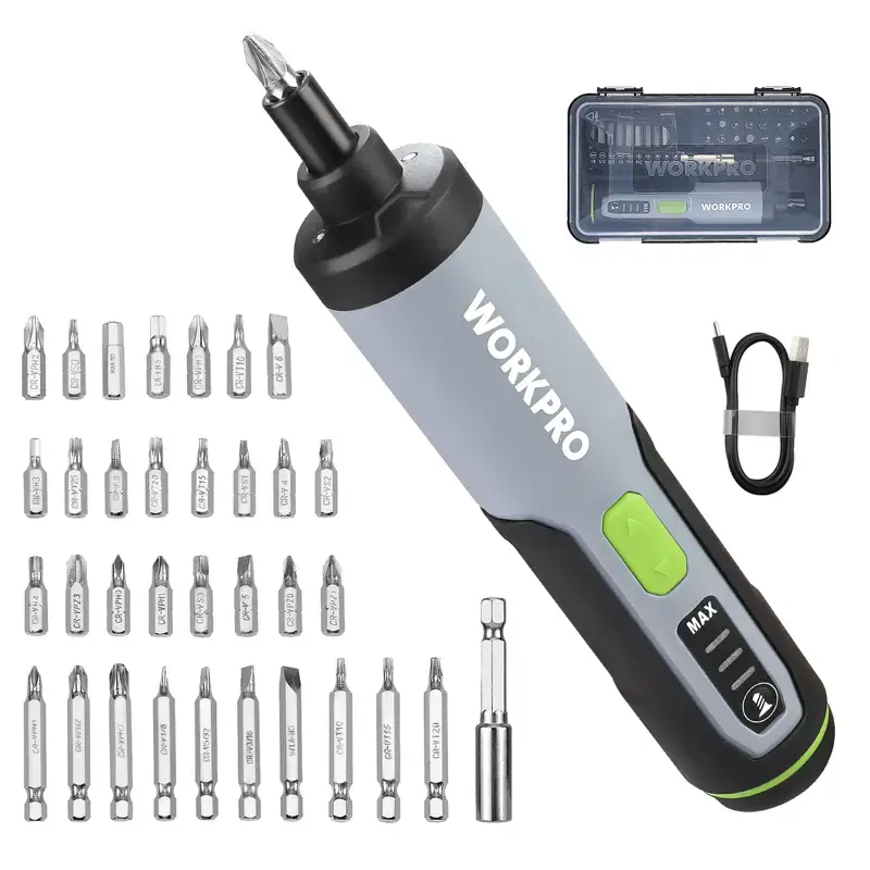 #BacktoSchool WORKPRO 4V Electric Screwdriver, Rechargeable Cordless Screwdriver Set with 35 Bits, Extension Rod, USB Chargin...