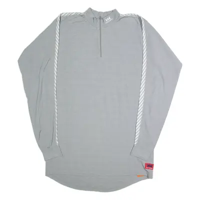 HELLY HANSEN Oversized Mens T-Shirt Grey Long Sleeve 1/4 Zip XL