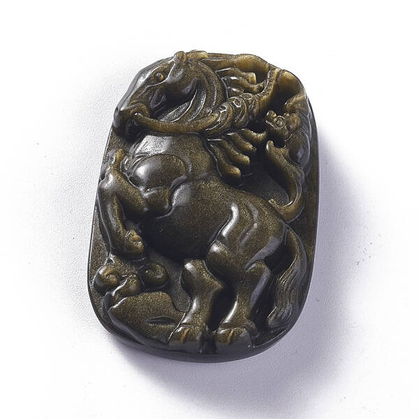 Natural Golden Sheen Obsidian Pendants