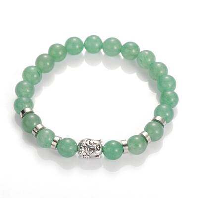 Buddha Head Gemstone Beaded Stretch Bracelets