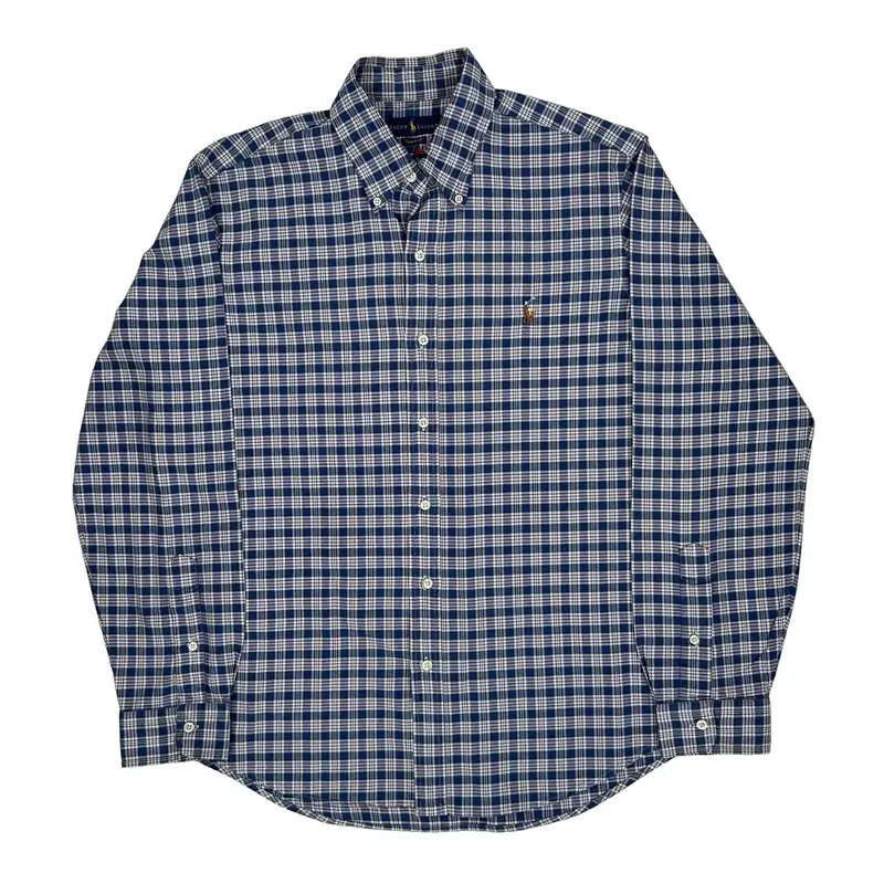 Classic Fit Ralph Lauren Checked Shirt - Large Blue Cotton