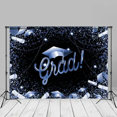 Blue Glitter Ribbon Black Grad Backdrop For Photos - Aperturee