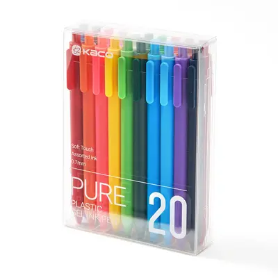20 Pieces Kaco PURE Gel Pens Set - Vibrant Assorted Colors Ink, 0.7 mm Medium Point, Ergonomic Design, Smooth Writing Experie...