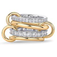 NYROX- Gold Interlocking Women's Stacking Rings, Cubic Zirconia Two Tone Stacking Jewelry, Everyday Multi Ring Mixed Metal St...