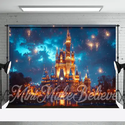 Colorful Sparkle Night Castle Backdrop For Photo - Aperturee