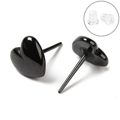 Hypoallergenic Bioceramics Zirconia Ceramic Heart Stud Earrings