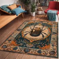 Vintage Beetle Pattern Rug, Non-slip Soft Floor Mat, Decorative Carpet for Home Living Room Bedroom, Foldable Area Rug, Dormi...