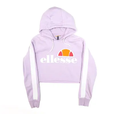 ELLESSE Cropped Sports Purple Pullover Hoodie Womens S
