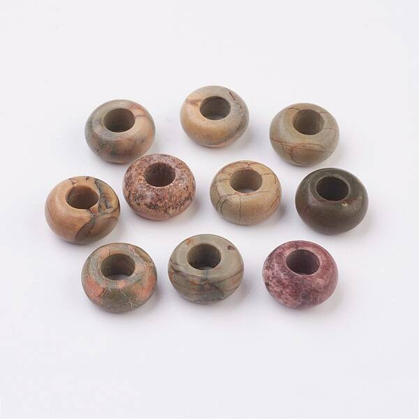 Natural Polychrome Jasper/Picasso Stone/Picasso Jasper European Beads