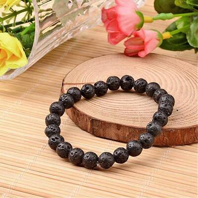 Natural Lava Rock Beaded Stretch Bracelets