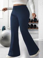 【Plus Size】 Solid Flare Leg Leggings, Casual Pants Comfy High Stretch Bell Bottom Yoga Pants for Daily Wear, Women's Bott...