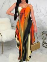 【Plus Size】All Over Print Cami Maxi Dress, Casual Sleeveless Spaghetti Strap Dress, Back To School Summer Dresses, Summ...