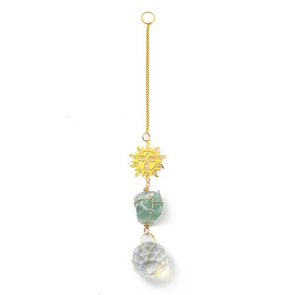 Wire Wrapped Nuggets Natural Fluorite Pendant Decorations