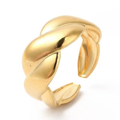 Ion Plating(IP) 304 Stainless Steel Twist Rope Shape Open Cuff Ring for Women