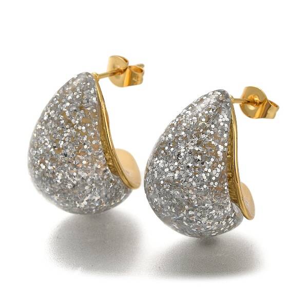 Ion Plating(IP) 304 Stainless Teardrop Steel Stud Earrings
