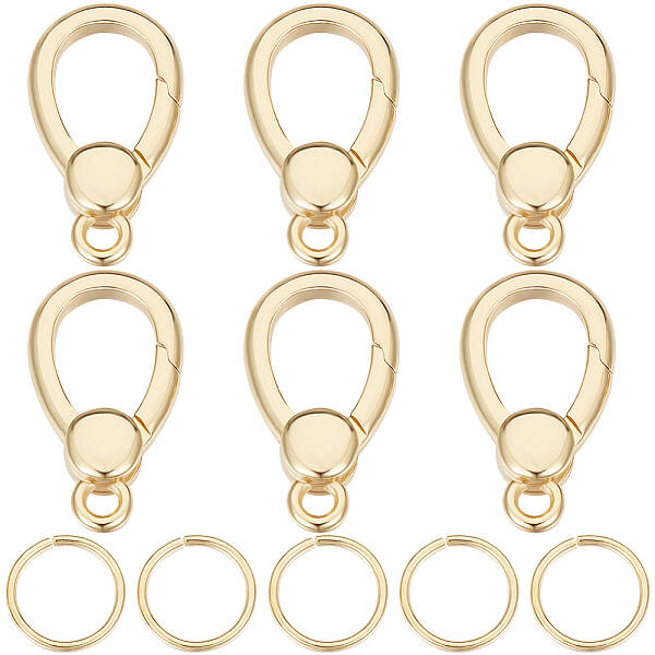 6Pcs Brass Spring Gate Rings