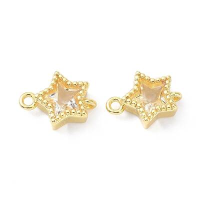 Eco-Friendly Brass Micro Pave Clear Cubic Zirconia Links Connectors