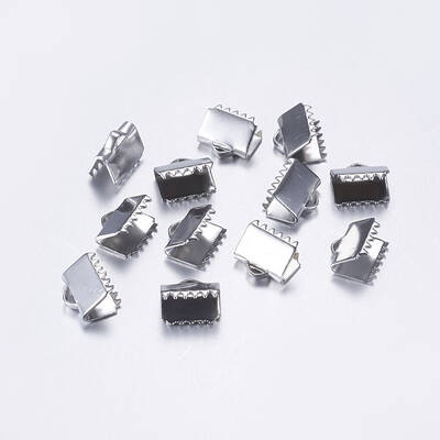 Tarnish Resistant 304 Stainless Steel Ribbon Crimp Ends