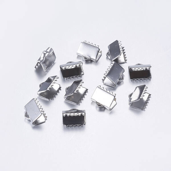 Tarnish Resistant 304 Stainless Steel Ribbon Crimp Ends